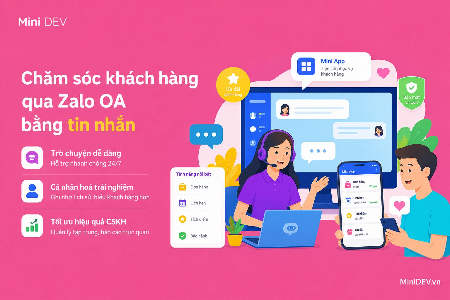 Các hình thức chăm sóc khách hàng bằng tin nhắn Zalo OA