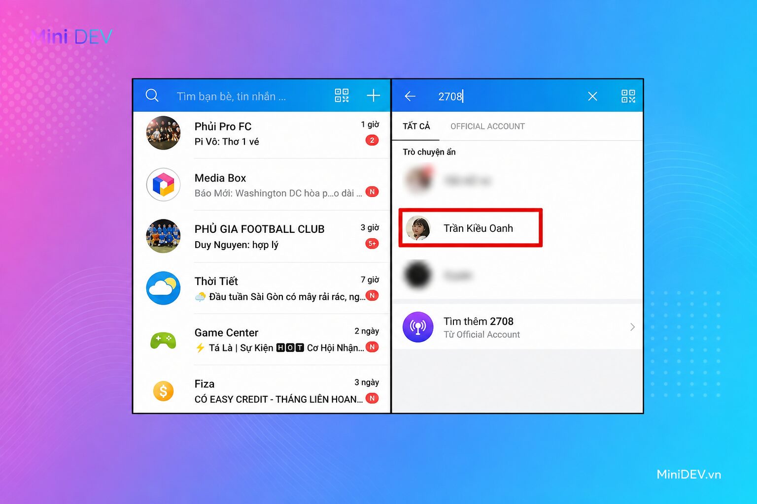Cách xem lại tin nhắn Zalo đã ẩn bằng mã PIN