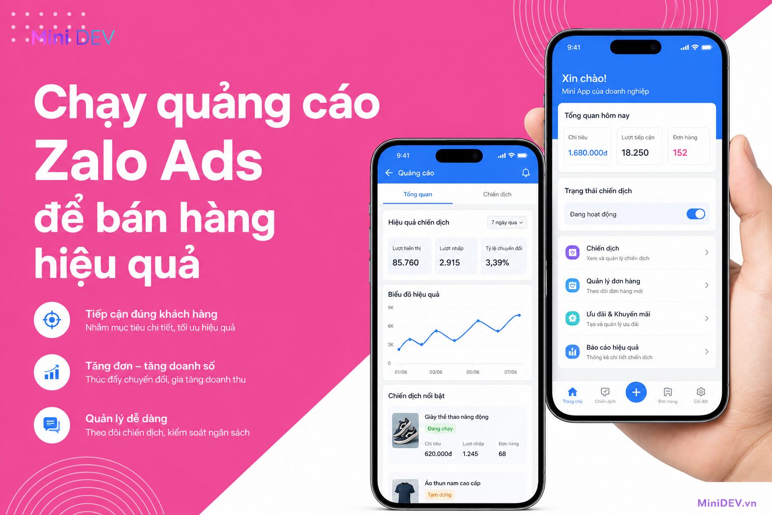Chạy quảng cáo Zalo Ads để tăng tiếp cận và hỗ trợ chốt đơn