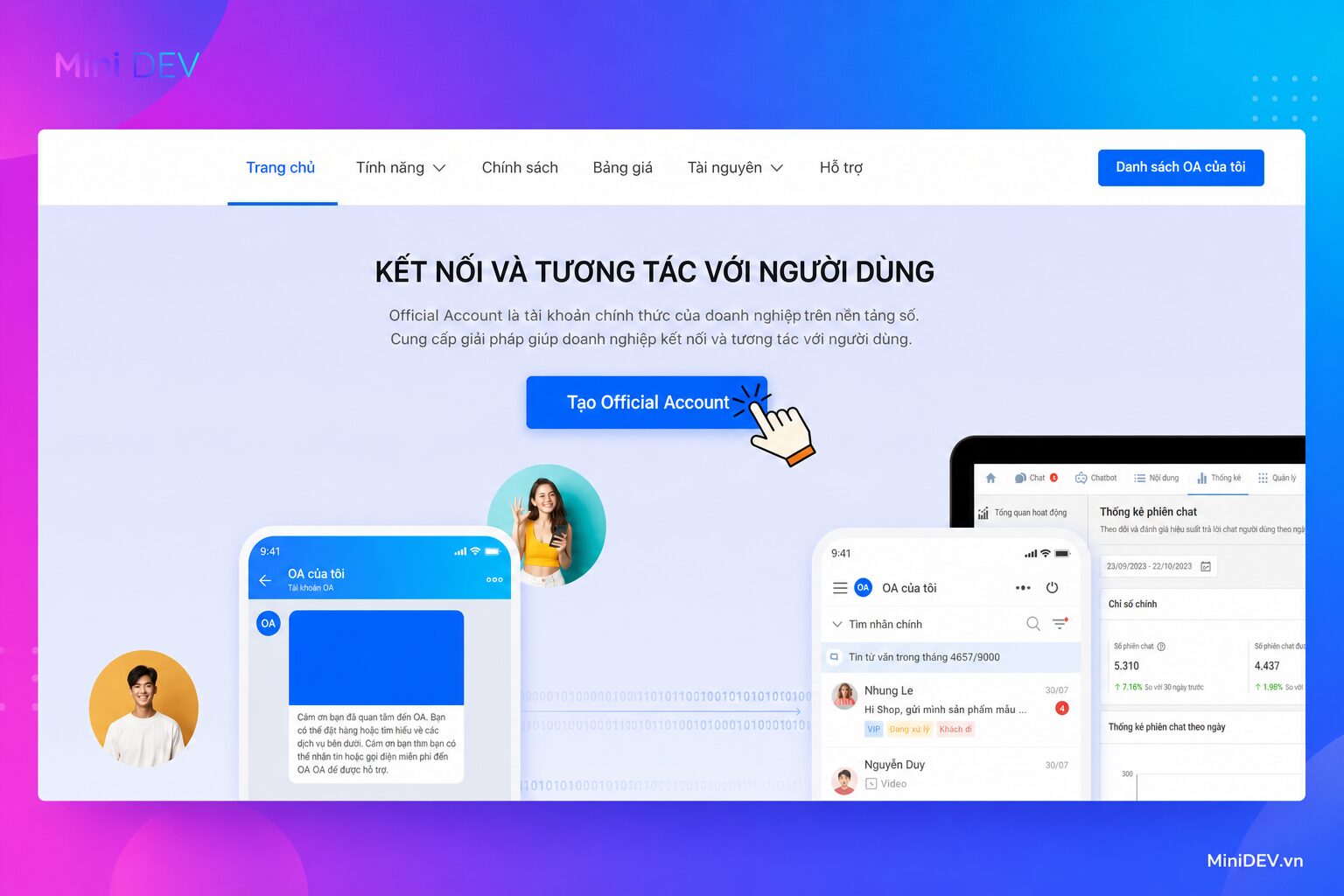 Giao diện đăng ký Zalo Official Account cho doanh nghiệp