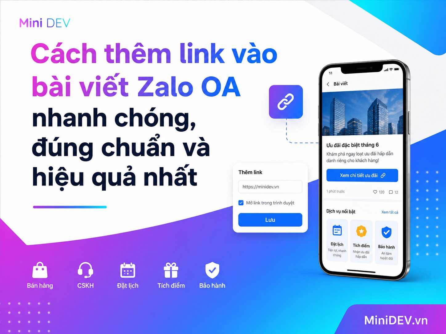 huong dan chen link vao bai viet zalo oa