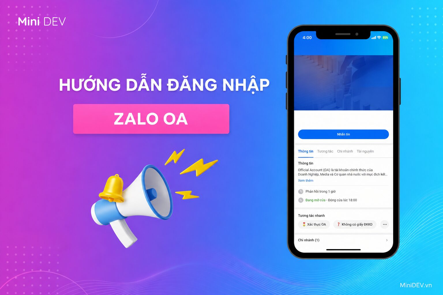 Hướng dẫn đăng nhập Zalo OA trên máy tính và điện thoại
