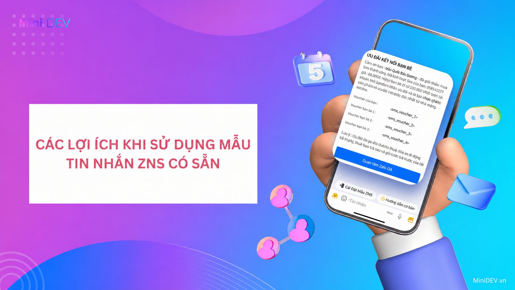 Lợi ích khi sử dụng mẫu tin nhắn ZNS cho doanh nghiệp