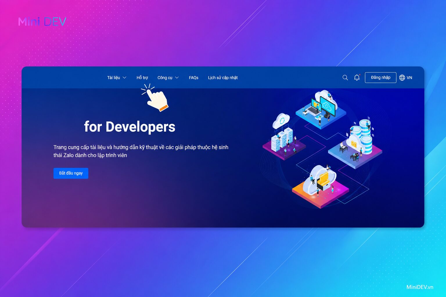 Mục hỗ trợ trên website Zalo Developers