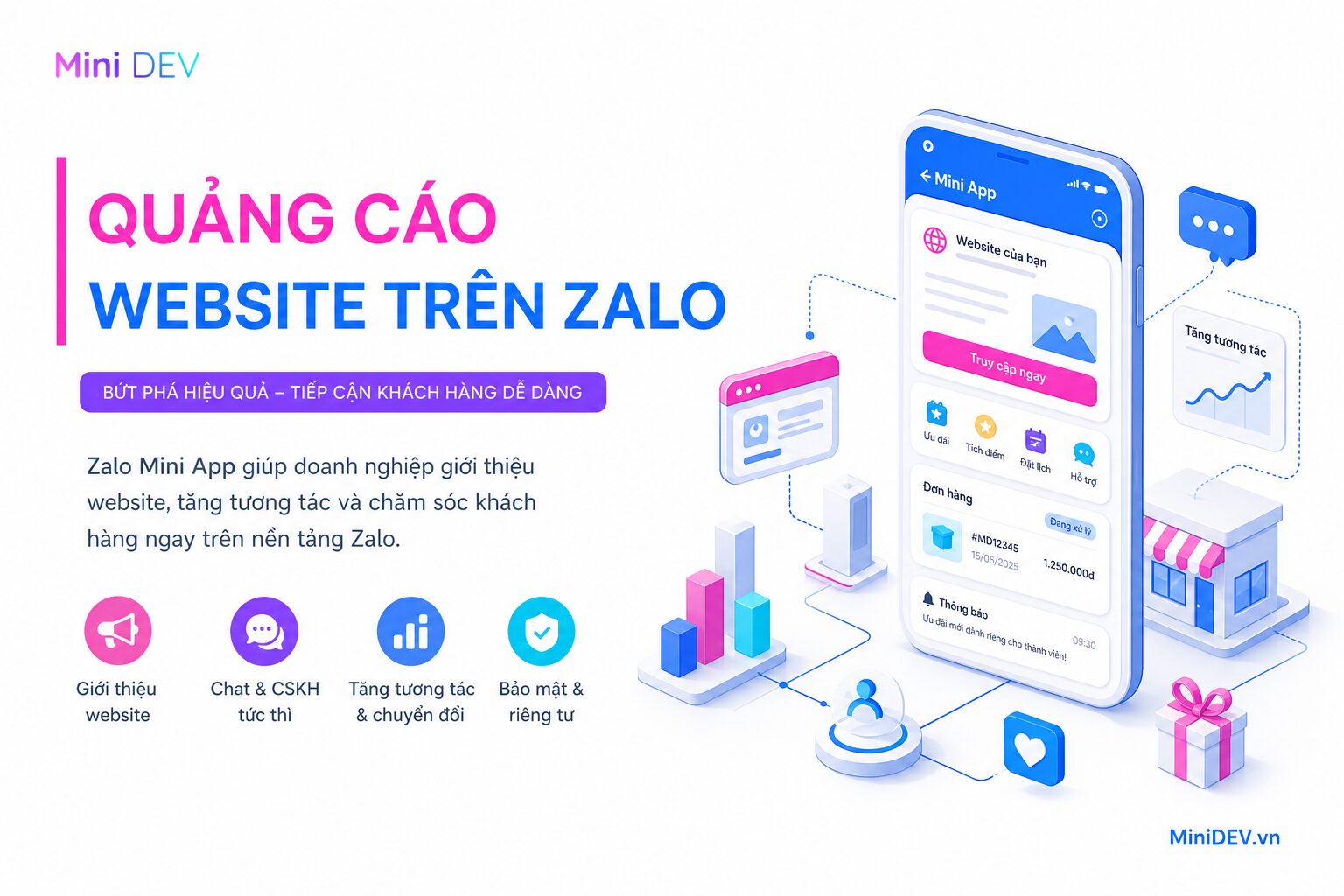 Quảng cáo website trên Zalo để kéo người dùng về landing page hoặc website
