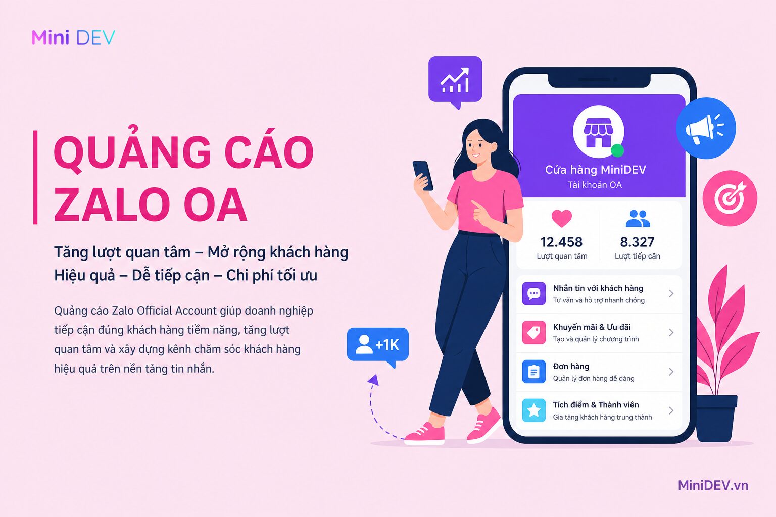 Quảng cáo Zalo Official Account giúp tăng lượt quan tâm OA