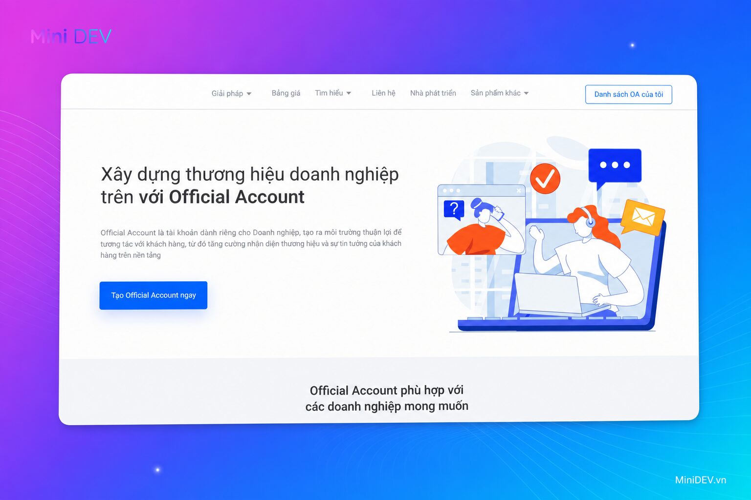 Tạo hoặc đăng nhập tài khoản Zalo OA