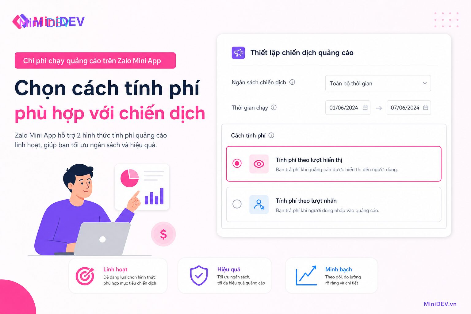 Thiết lập hình thức tính phí quảng cáo trên Zalo