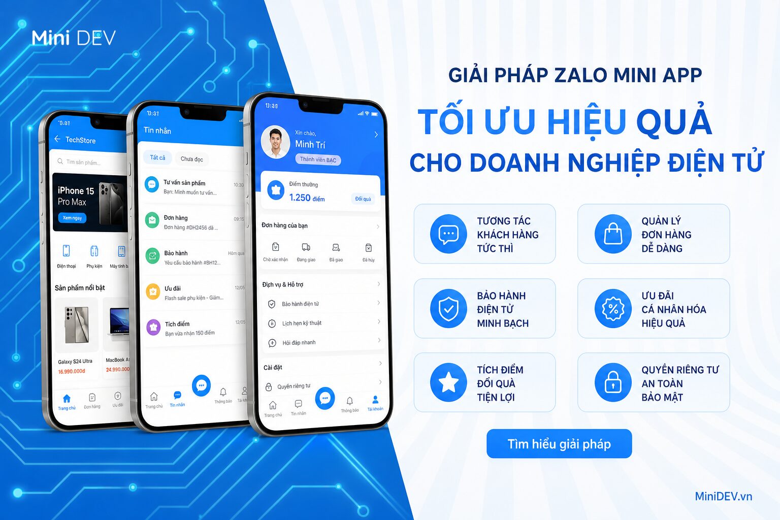 Zalo Mini App cho doanh nghiệp điện tử và điện máy